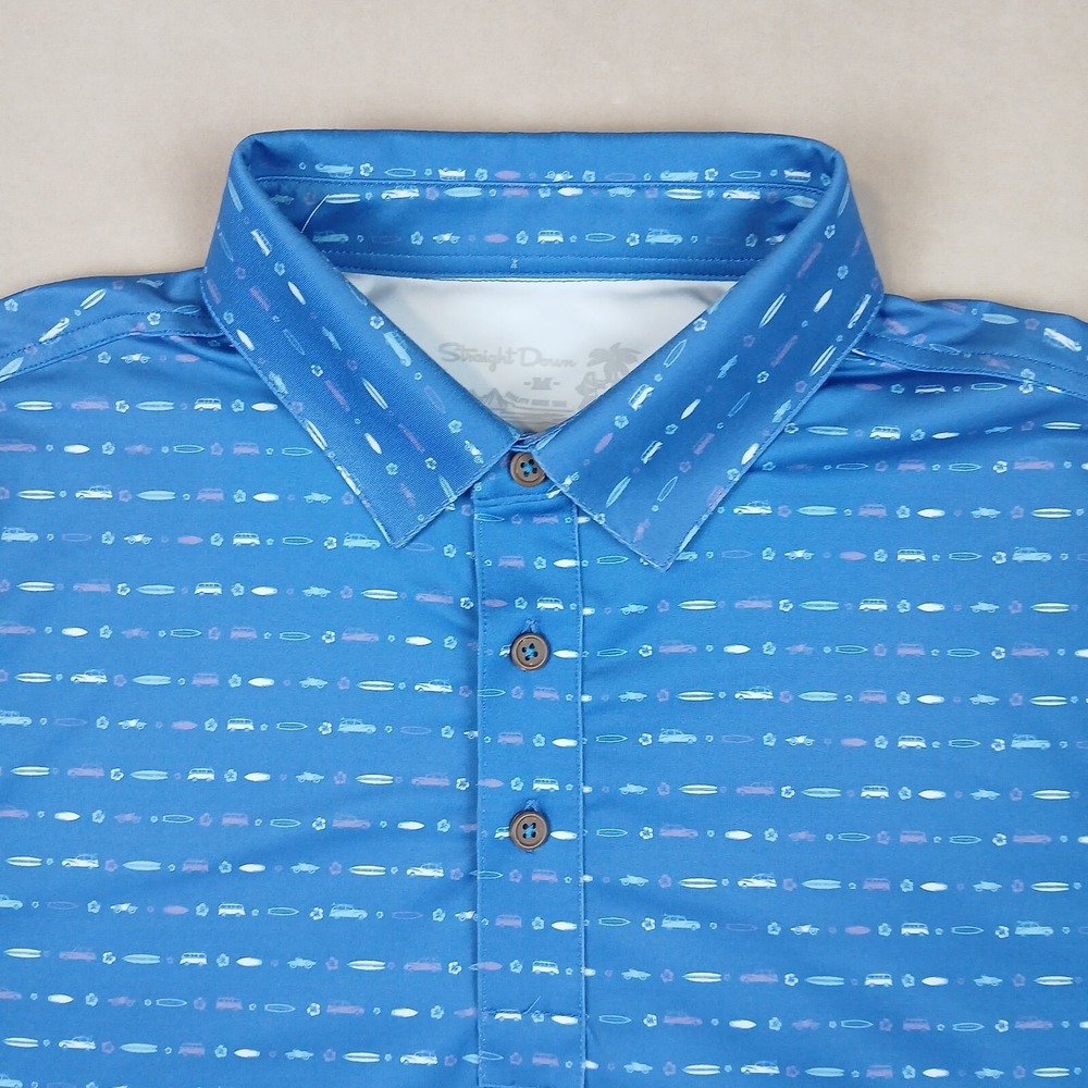 Straight Down Medium Mens Shirt Polo Golf Stretch Performance 22x28 San Lucas - Picture 2 of 13